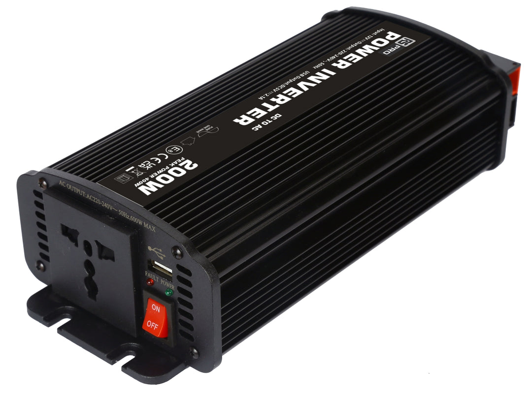TieDex UK Chassis 200W Fixed Installation DC-AC Power Inverter, 12V dc Input, 230V ac Output