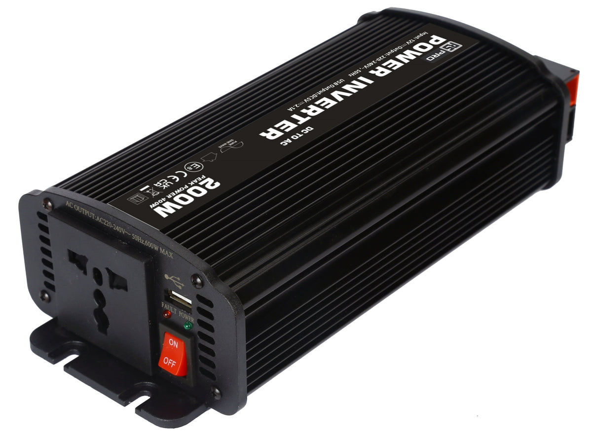 TieDex UK Chassis 200W Fixed Installation DC-AC Power Inverter, 12V dc Input, 230V ac Output