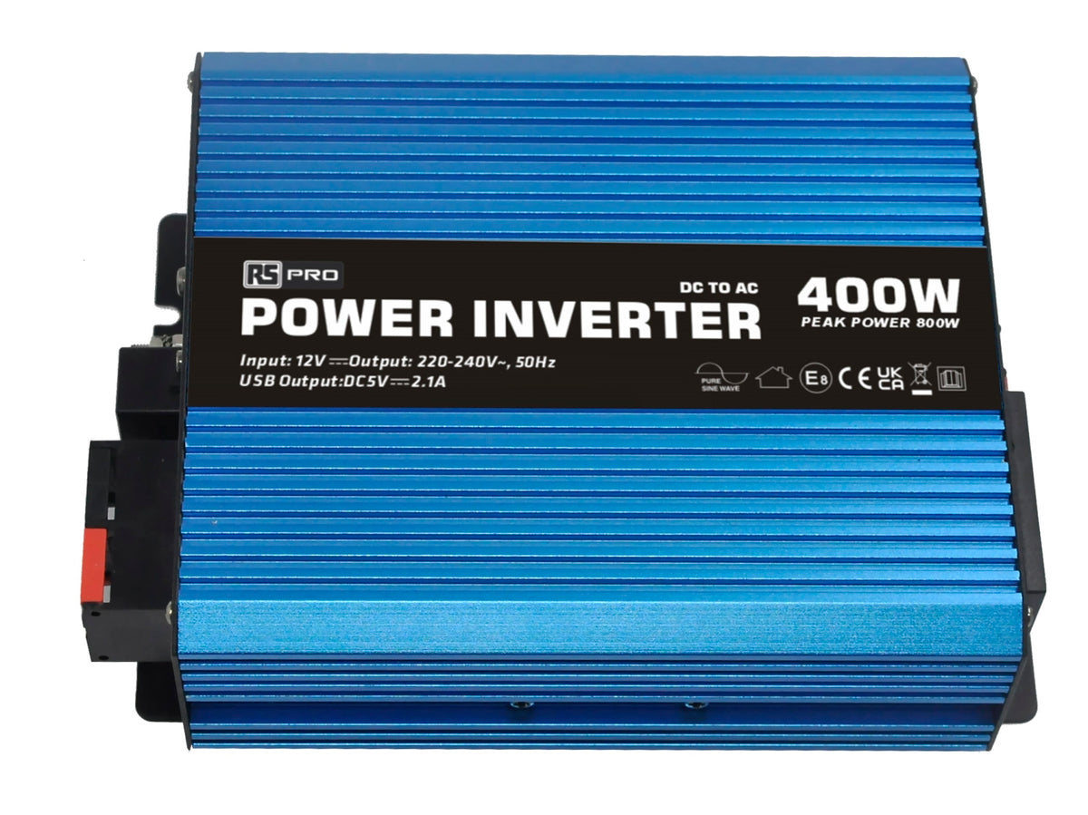 TieDex UK Chassis 400W Fixed Installation DC-AC Power Inverter, 12V dc Input, 230V ac Output