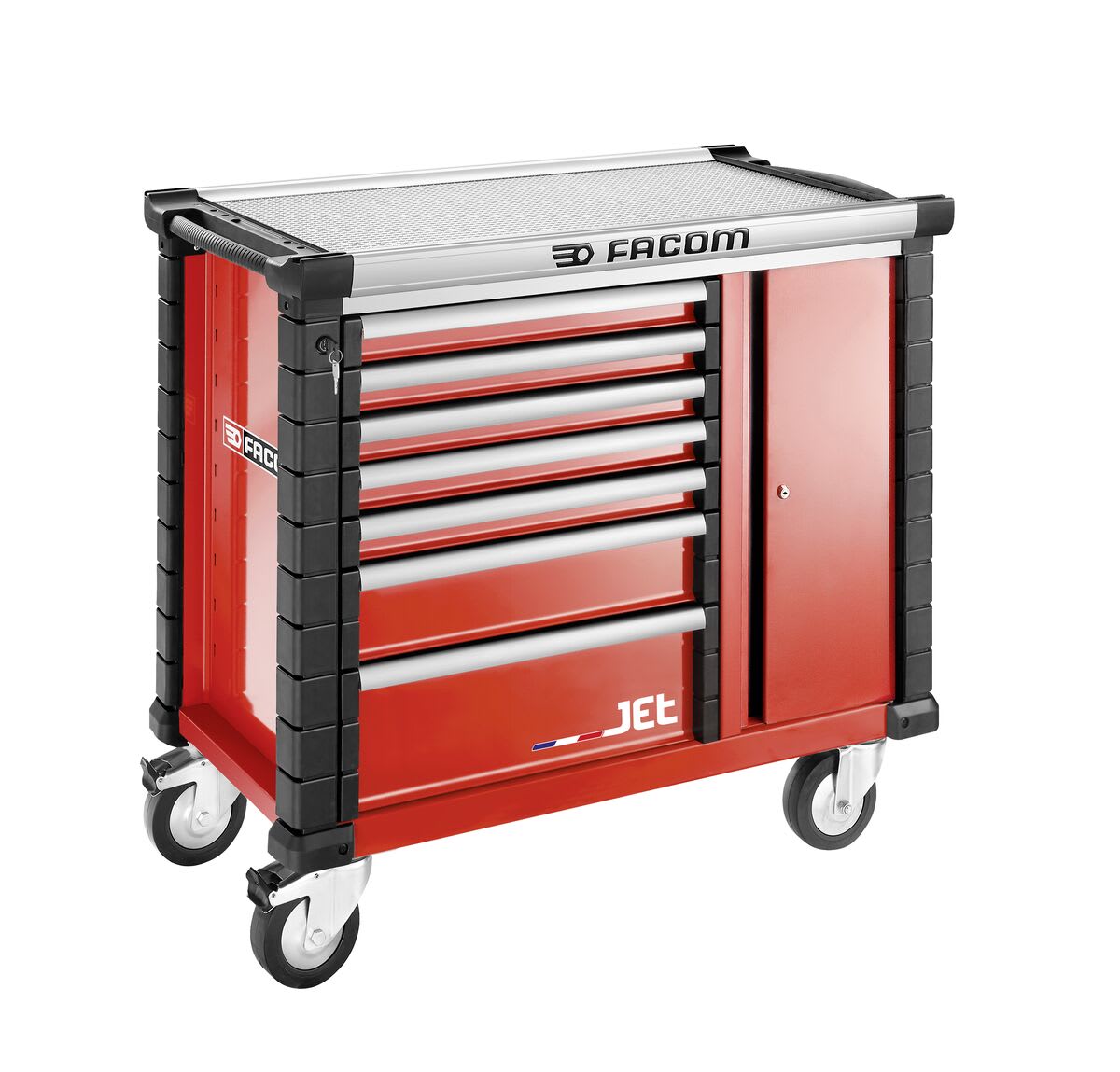 Facom 7 Drawer Wheeled Tool Cabinet, Aluminium