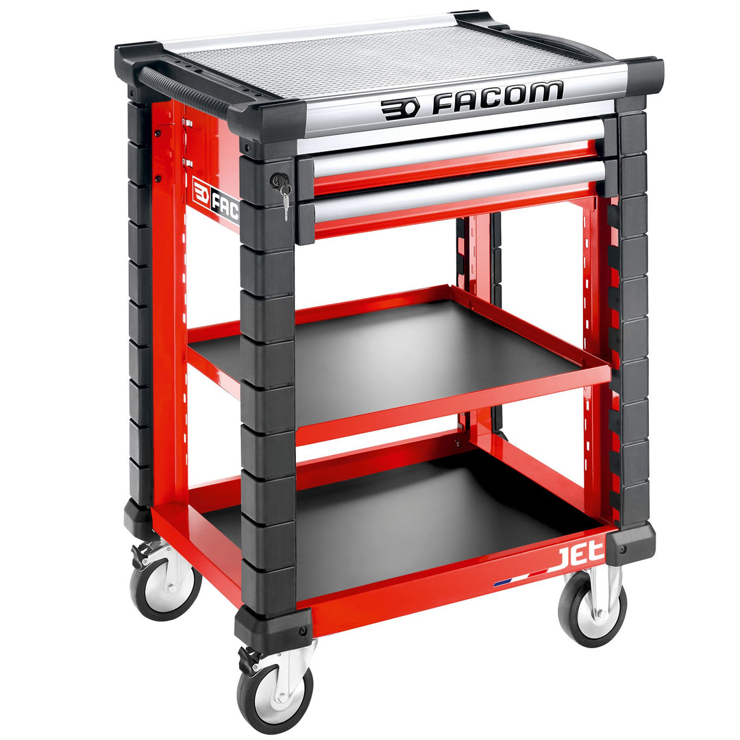 Facom 2 Drawer Wheeled Tool Trolley, Aluminium