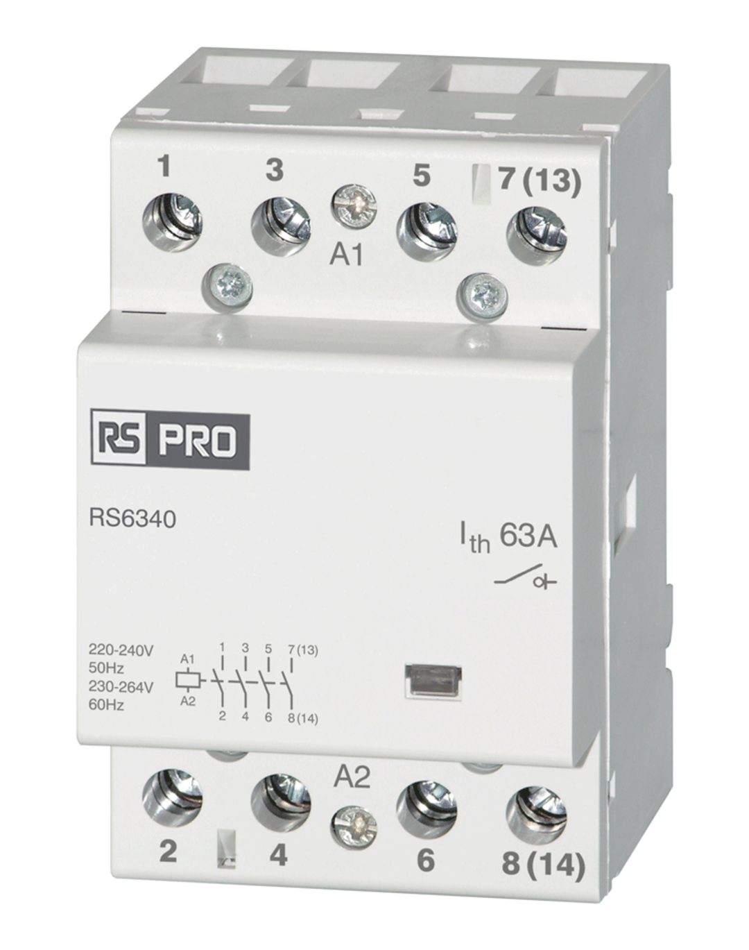 TieDex UK Contactor, 230V ac Coil, 4-Pole, 63 A, 2.2 kW, 440V