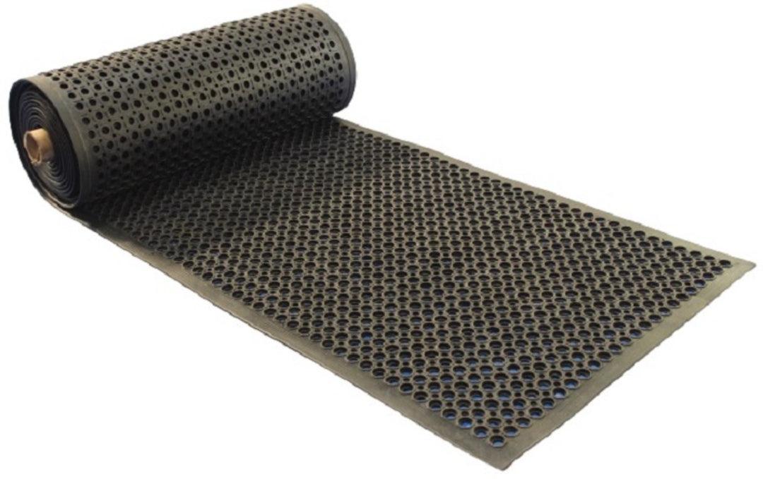 TieDex UK Roll Natural Rubber, Styrene Butadiene Rubber Anti-Fatigue Mat 900mm x 10 m x 12 mm, Black