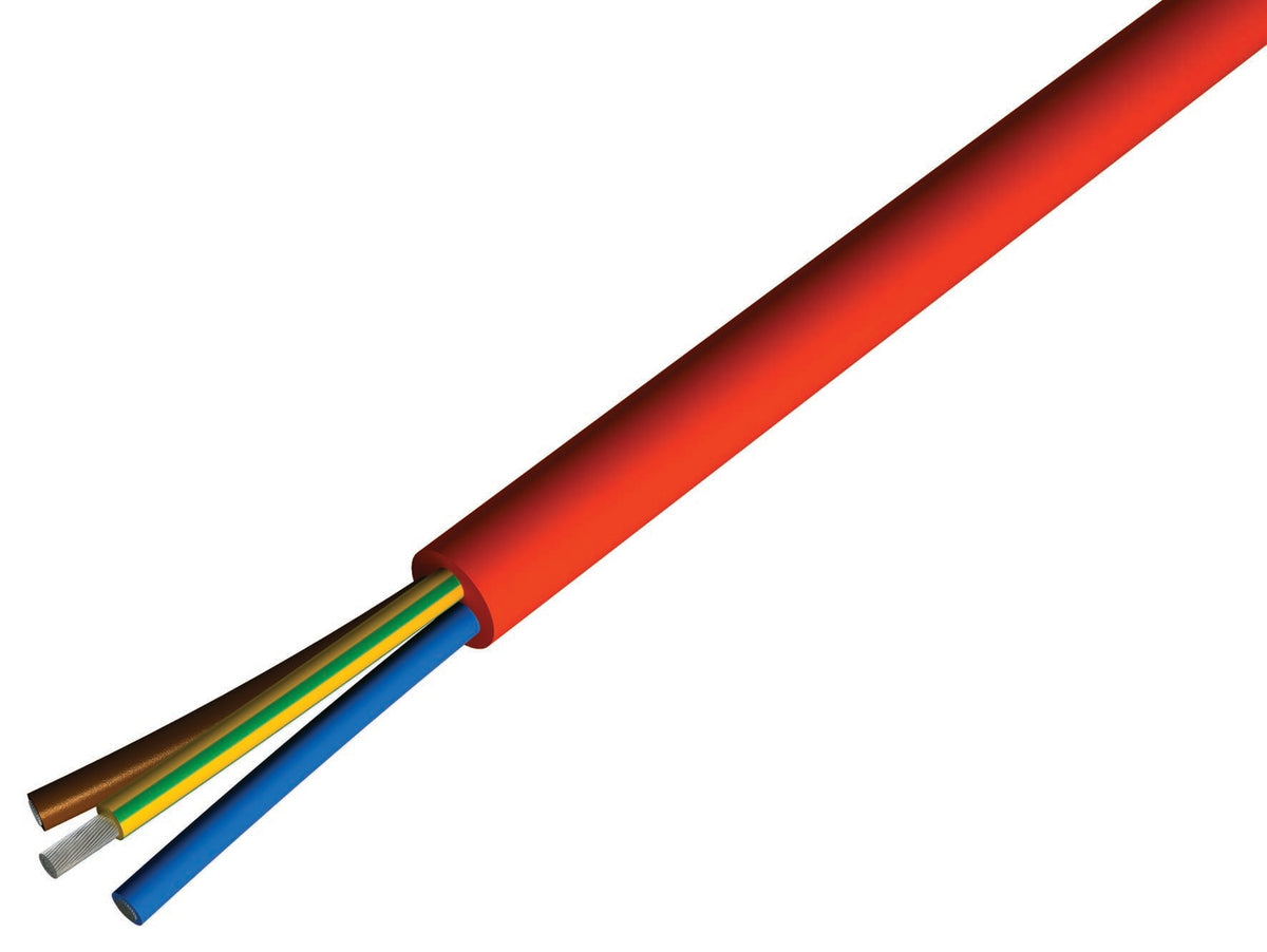 TieDex UK 4 Core Power Cable, Brown, Red 2.5mm² 180 °C, 50 m Silicon Elastomer