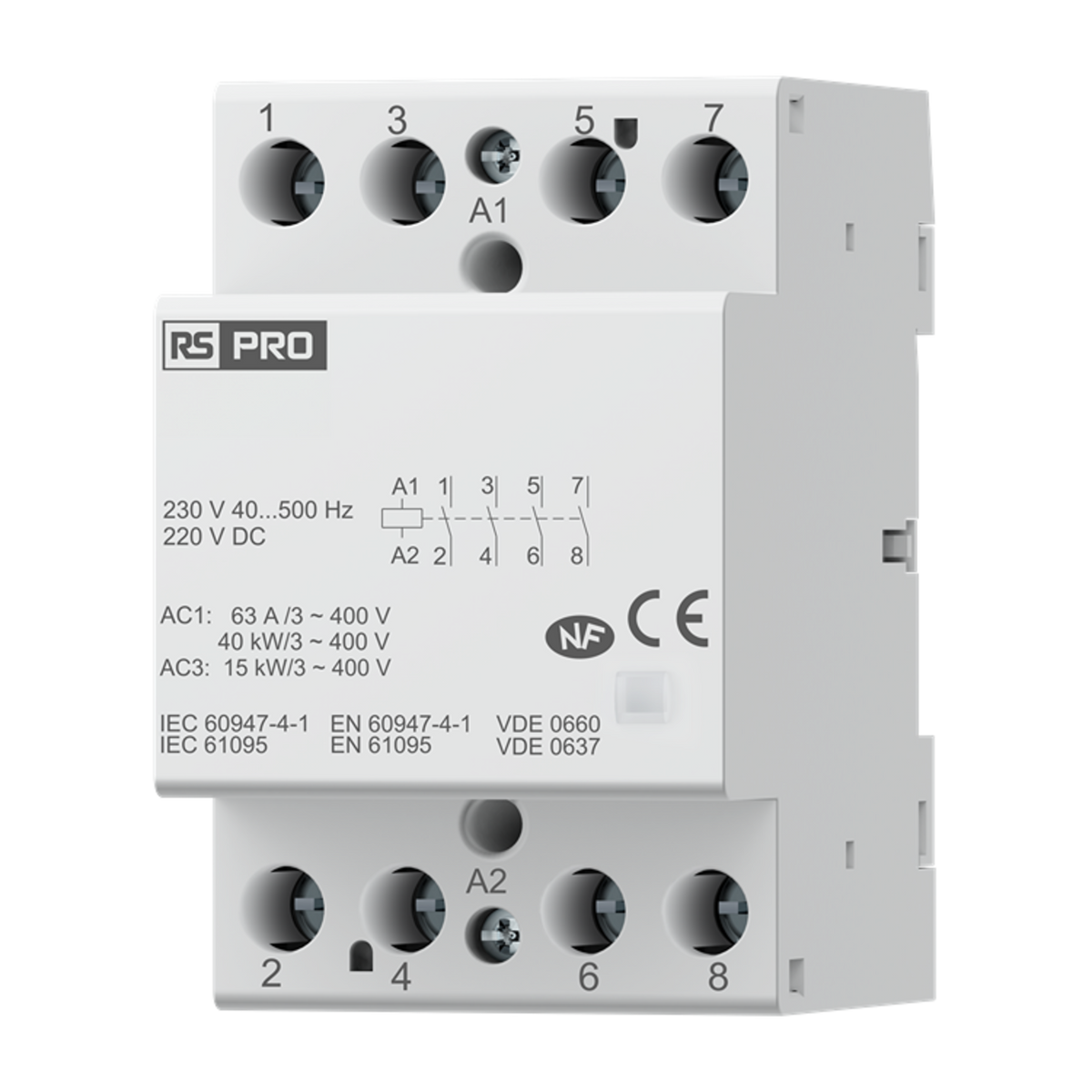 TieDex UK Installation Contactor, 220V ac/dc, 230 V ac/dc Coil, 4-Pole, 63 A 230V ac, 4 NO