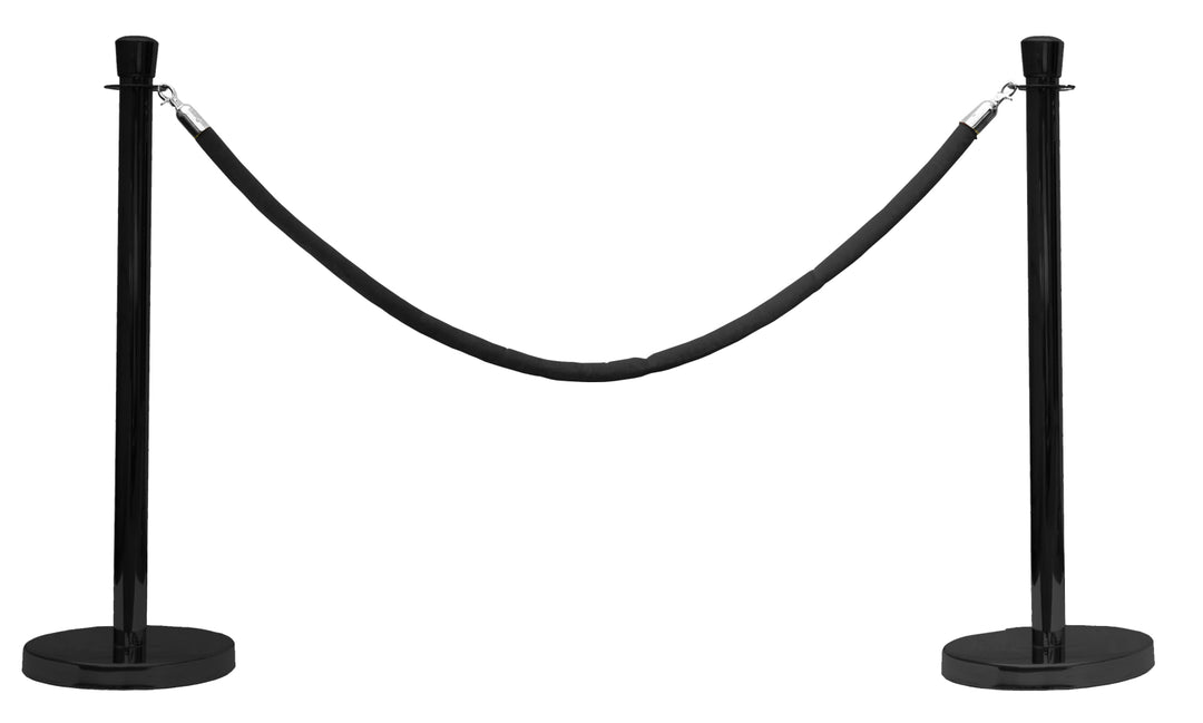 TieDex UK Black Post, Black Tape, Steel, Velvet, 2 m