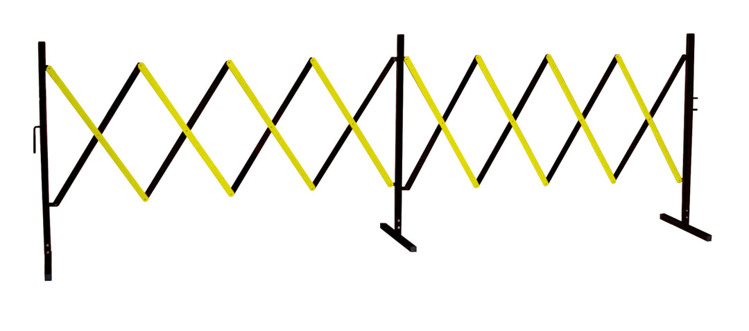 TieDex UK Yellow, Black Safety Barrier, Steel, Extendable Barrier