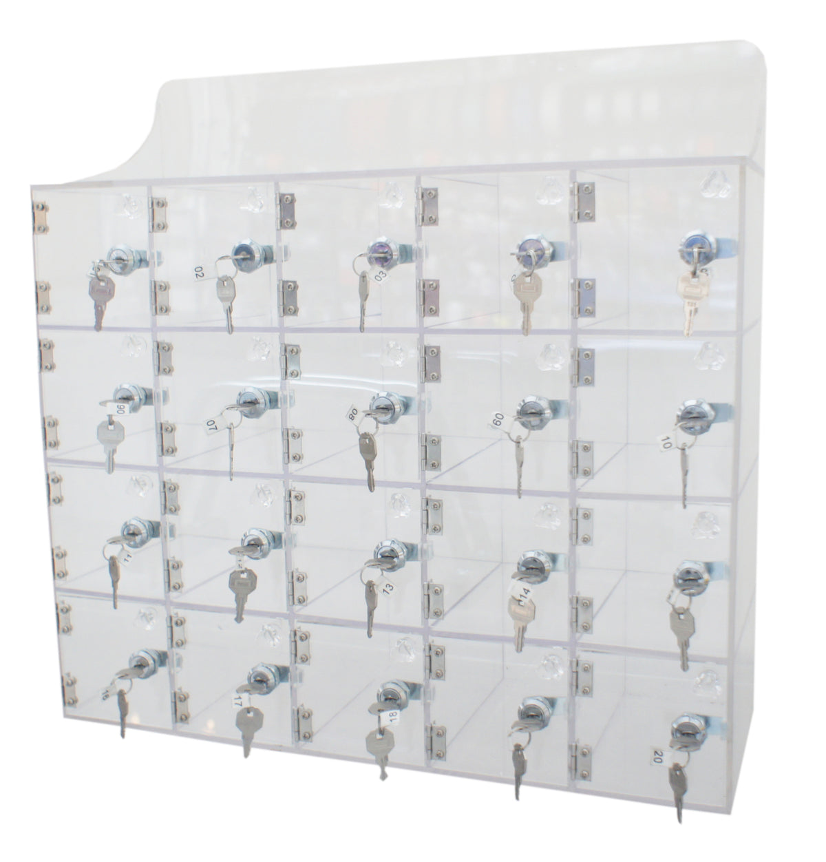 TieDex UK 20 Door Polymethyl Methacrylate Transparent Locker, 420 mm x 525 mm x 180 mm