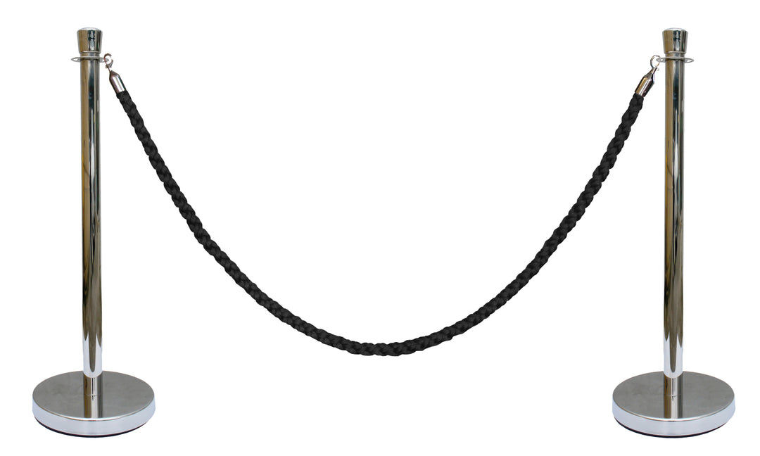TieDex UK Black Post, Black Tape, Steel, Rope, 2 m