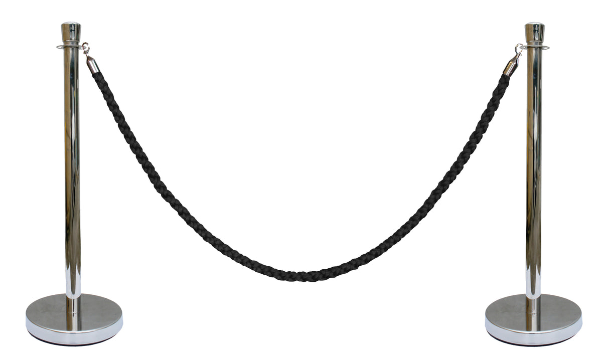 TieDex UK Black Post, Black Tape, Steel, Rope, 2 m