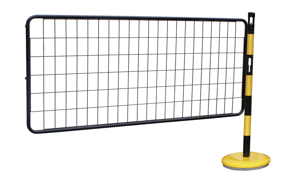 TieDex UK Black, Yellow Post, Steel, Extension Kit of 1 Steel Post + 1 Steel Wire Panel