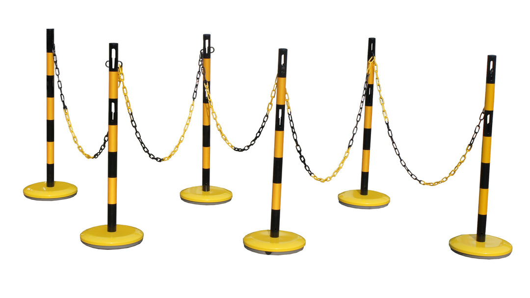 TieDex UK Black, Yellow Post, Steel, Chain Barrier