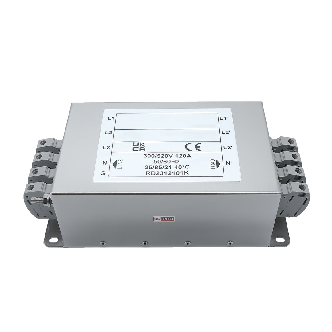 TieDex UK 120 A 520V ac 50Hz, 60 Hz, Chassis Mount Power Line Filter, Terminal Block 3 Phase