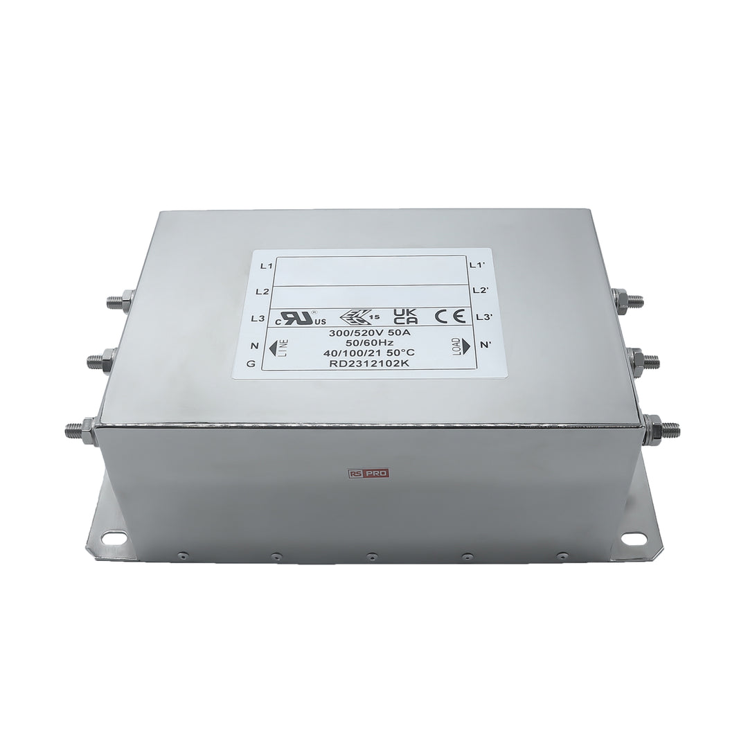 TieDex UK 50 A 520V ac 50Hz, 60 Hz, Chassis Mount Power Line Filter, Screw 3 Phase