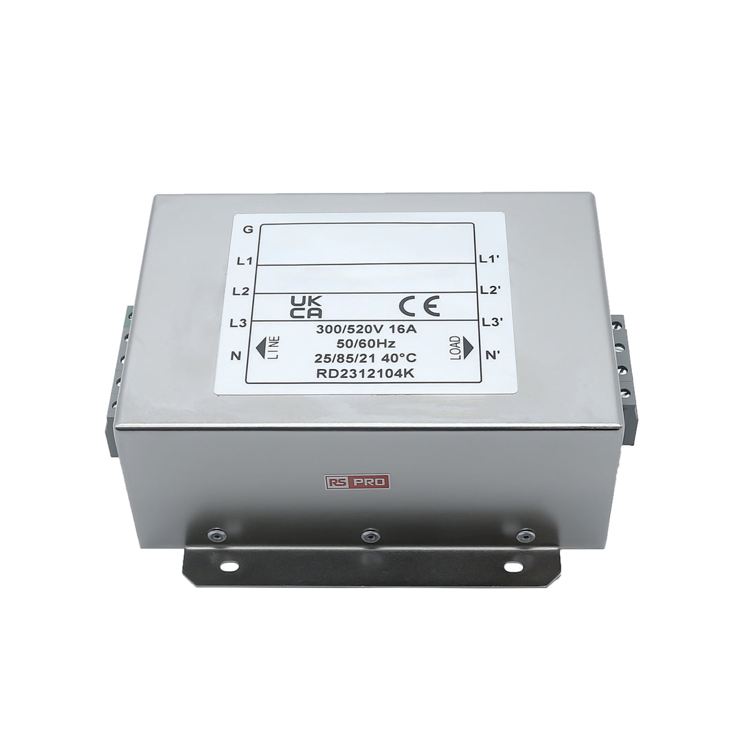 TieDex UK 16 A 520V ac 50Hz, 60 Hz, Chassis Mount Power Line Filter, Terminal Block 3 Phase
