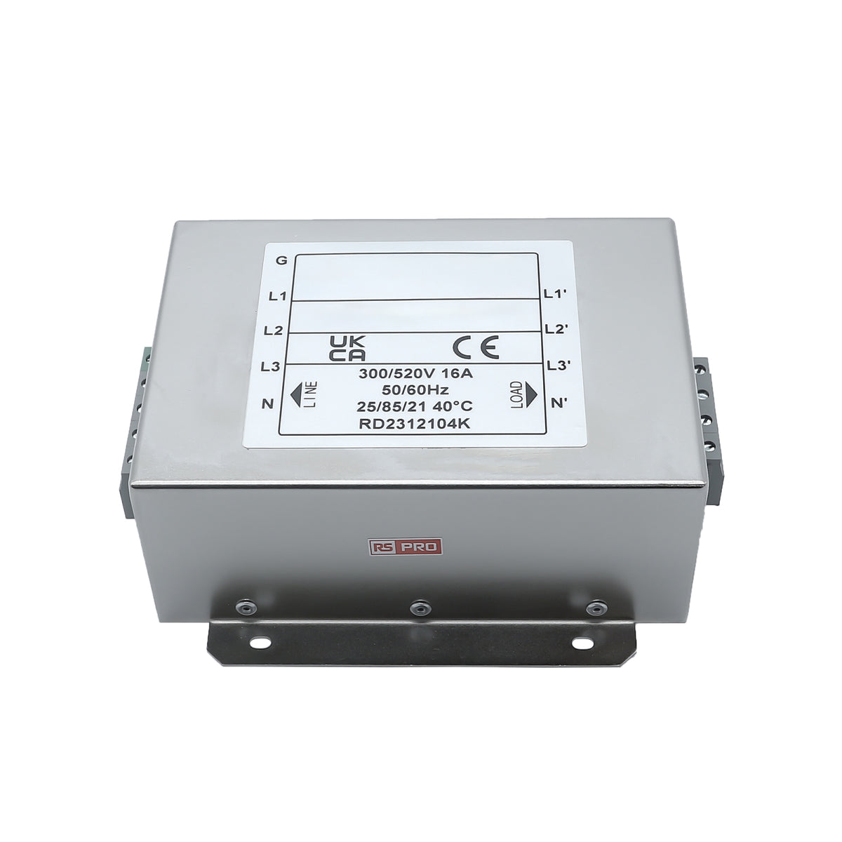 TieDex UK 16 A 520V ac 50Hz, 60 Hz, Chassis Mount Power Line Filter, Terminal Block 3 Phase
