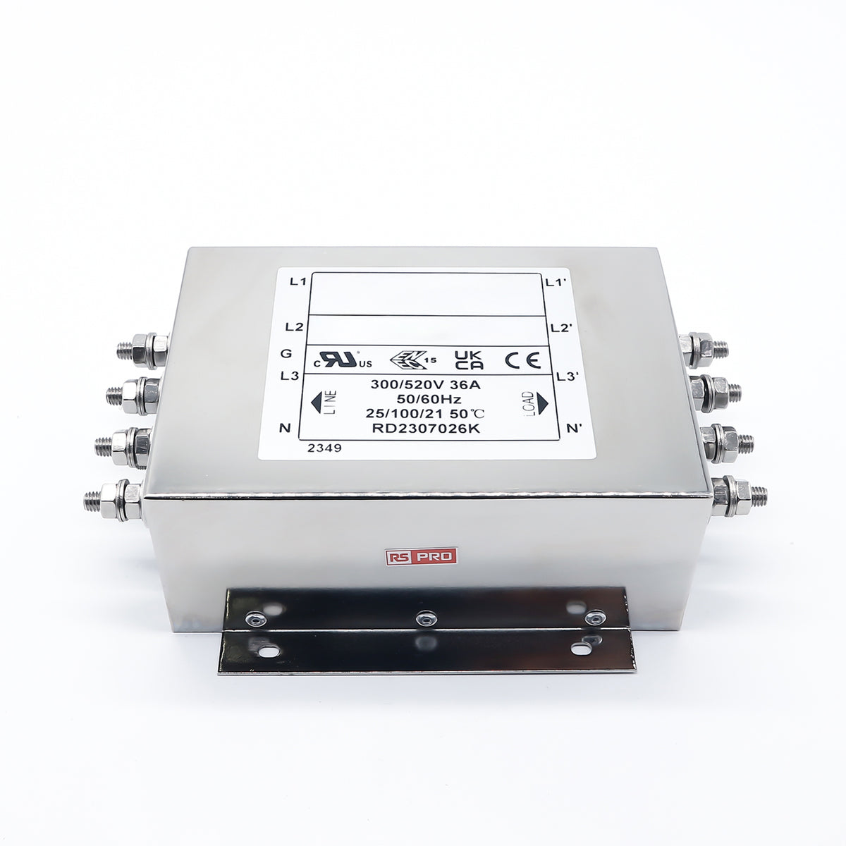 TieDex UK 36 A 520V ac 50Hz, 60 Hz, Chassis Mount Power Line Filter, Screw 3 Phase