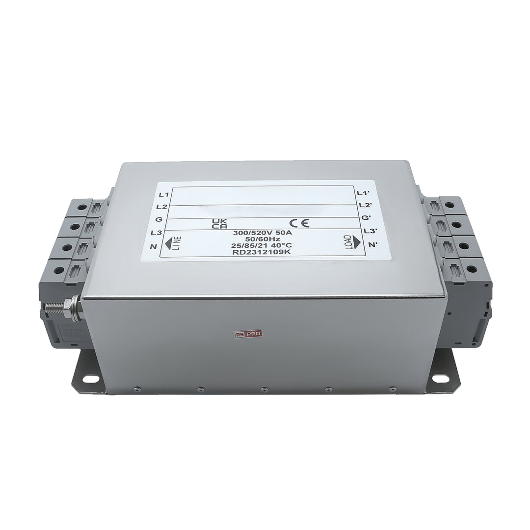 TieDex UK 50 A 520V ac 50Hz, 60 Hz, Chassis Mount Power Line Filter, Terminal Block 3 Phase