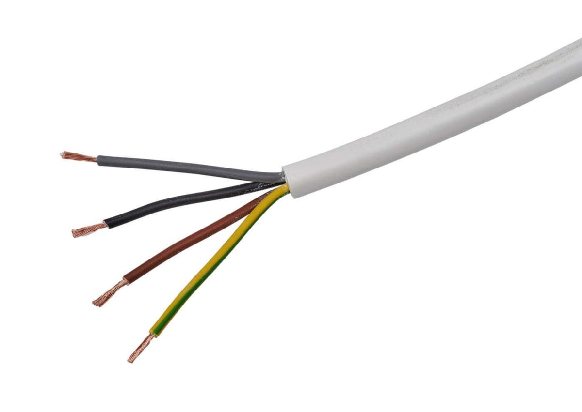 TieDex UK 4 Core Power Cable, White 0.75mm² 70 °C, 100 m Thermoplastic