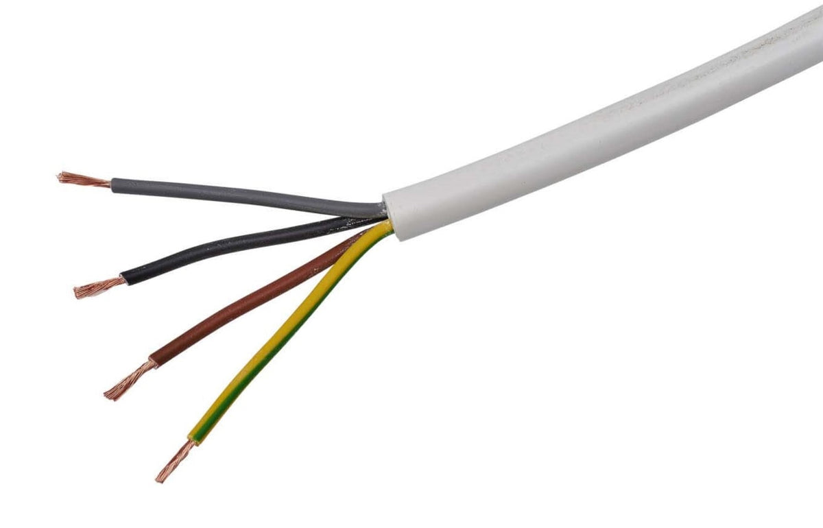 TieDex UK 4 Core Power Cable, White 2.5mm² 70 °C, 100 m Thermoplastic