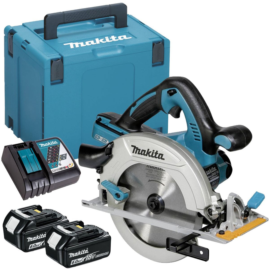Makita DHS710ZJ 36V 190mm Circular Saw With 2 x 6.0Ah Batteries, Charger &amp; Case
