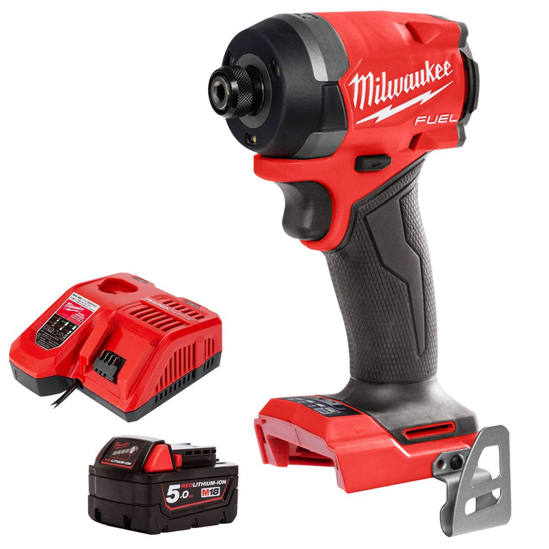 Milwaukee M18FID3-0 18V Fuel Brushless 1/4" Impact Driver with 1 x 5.0Ah Battery &amp; Charger