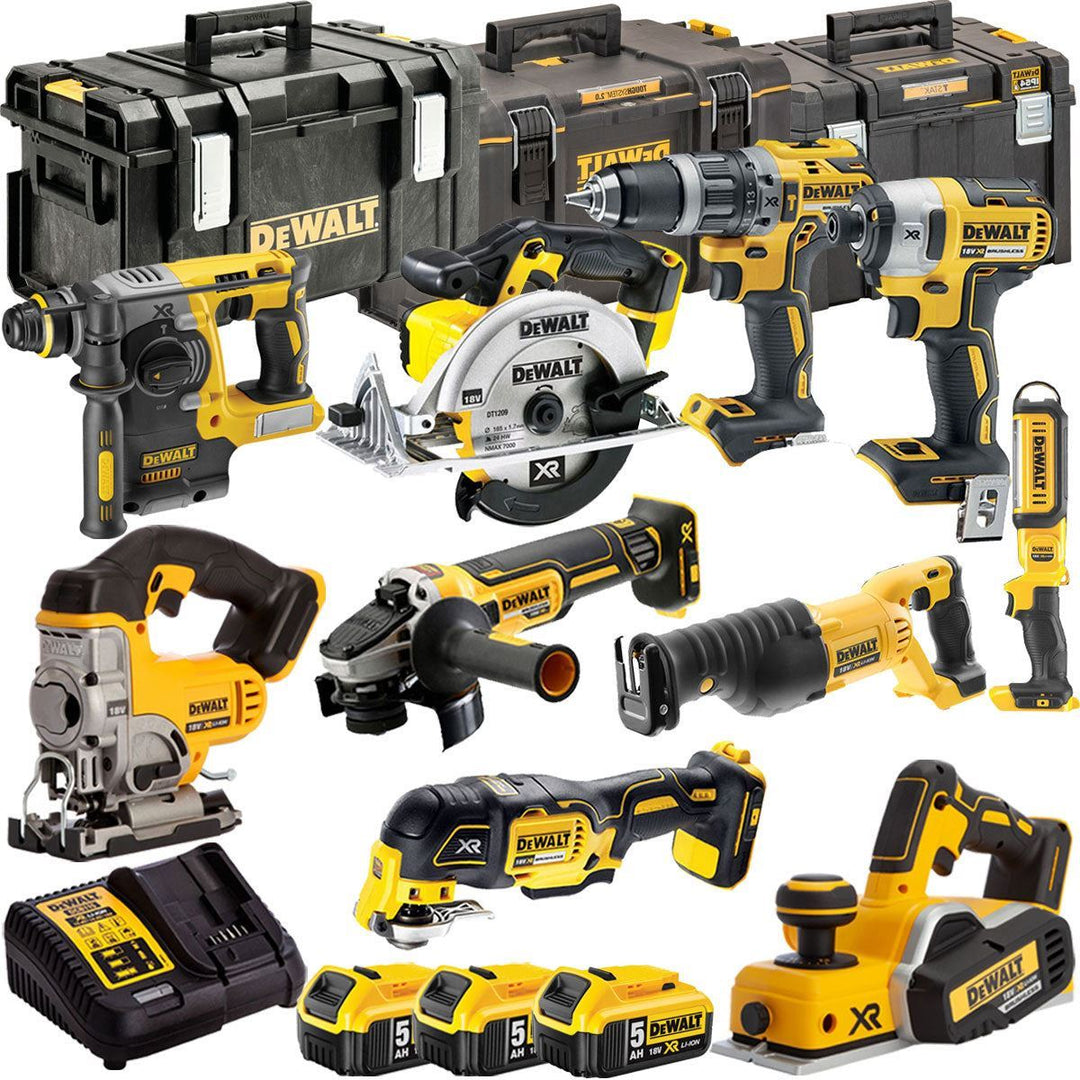 Dewalt DCKT4T10P13 18V XR 10 Piece Power Tool Kit with 3 x 5.0Ah Batteries & Toughsystem Box