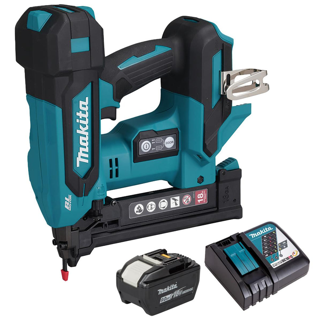 Makita DST630Z 18V LXT Brushless 18G Narrow Crown Stapler with 1 x 9.0Ah Battery & Charger