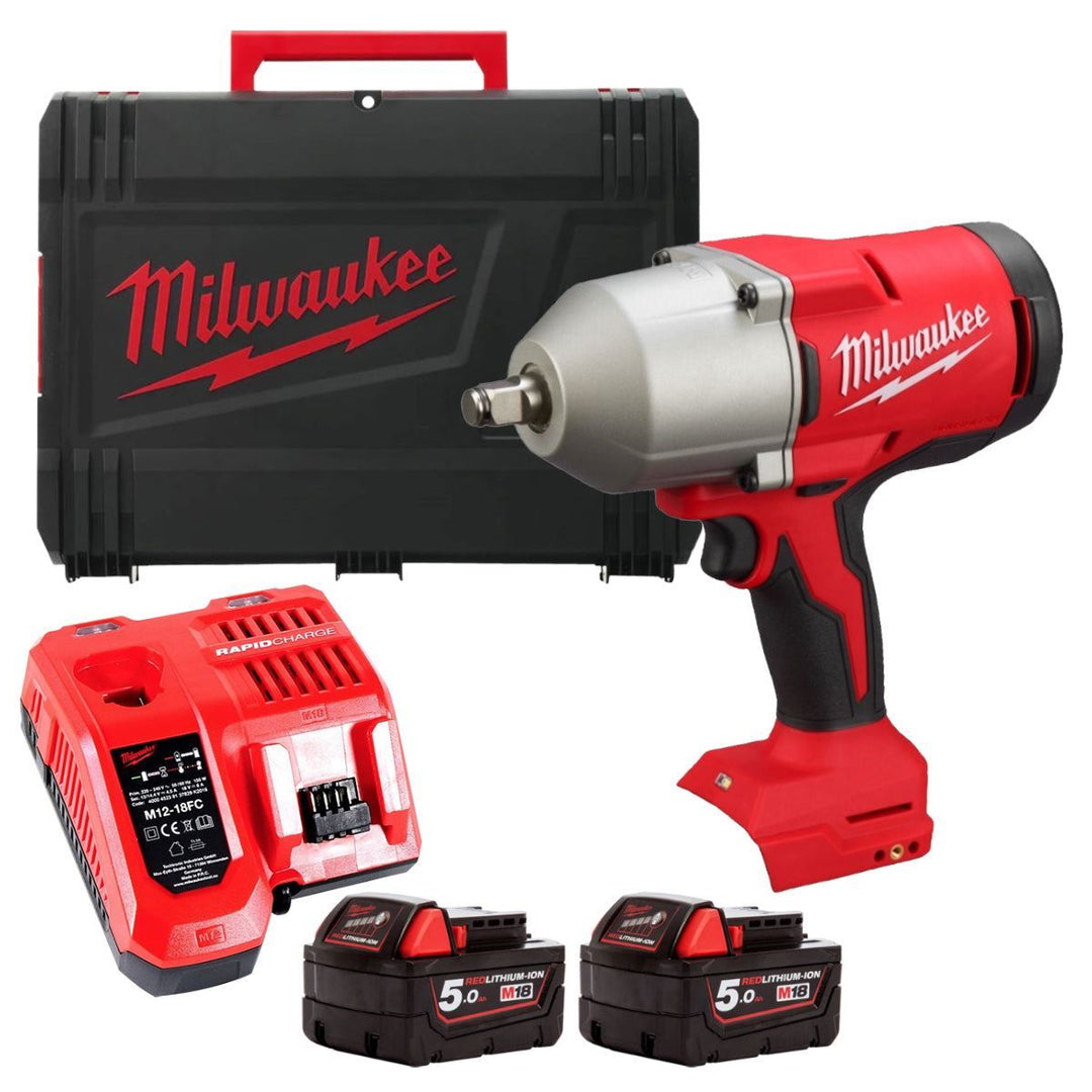 Milwaukee M18BLHIWF12-502X 18V Brushless 1/2" High Torque Impact Wrench with 2 x 5.0Ah Batteries, Charger &amp; Case 4933498205