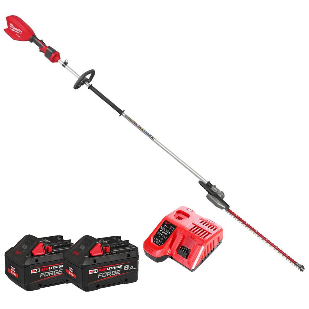 Milwaukee M18FHETE27-802 18V FUEL Brushless 267cm Extended Pole Hedge Trimmer with 2 x 8.0Ah Battery &amp; Charger 4933492912