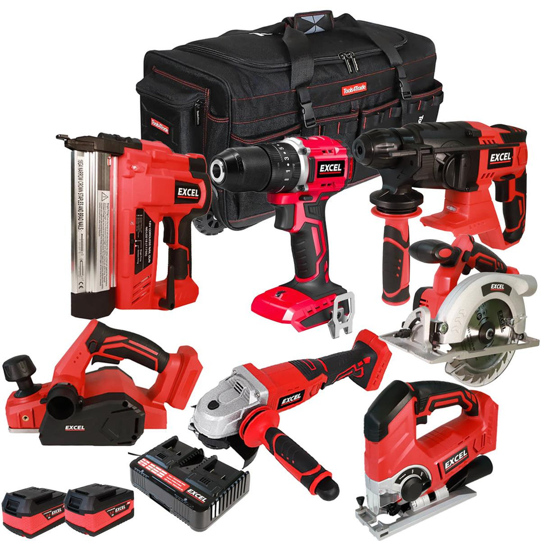 Excel 18V 7 Piece Combo Kit with 2 x 5.0Ah Battery & Charger EXLKIT-7271