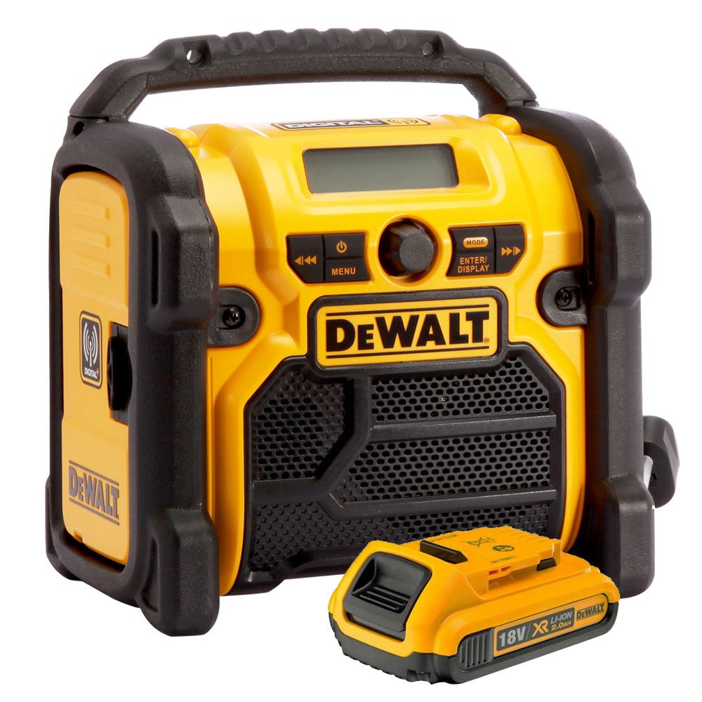 DeWALT DCR020 240V DAB Digital Jobsite FM Radio with 2.0Ah Battery – TieDex