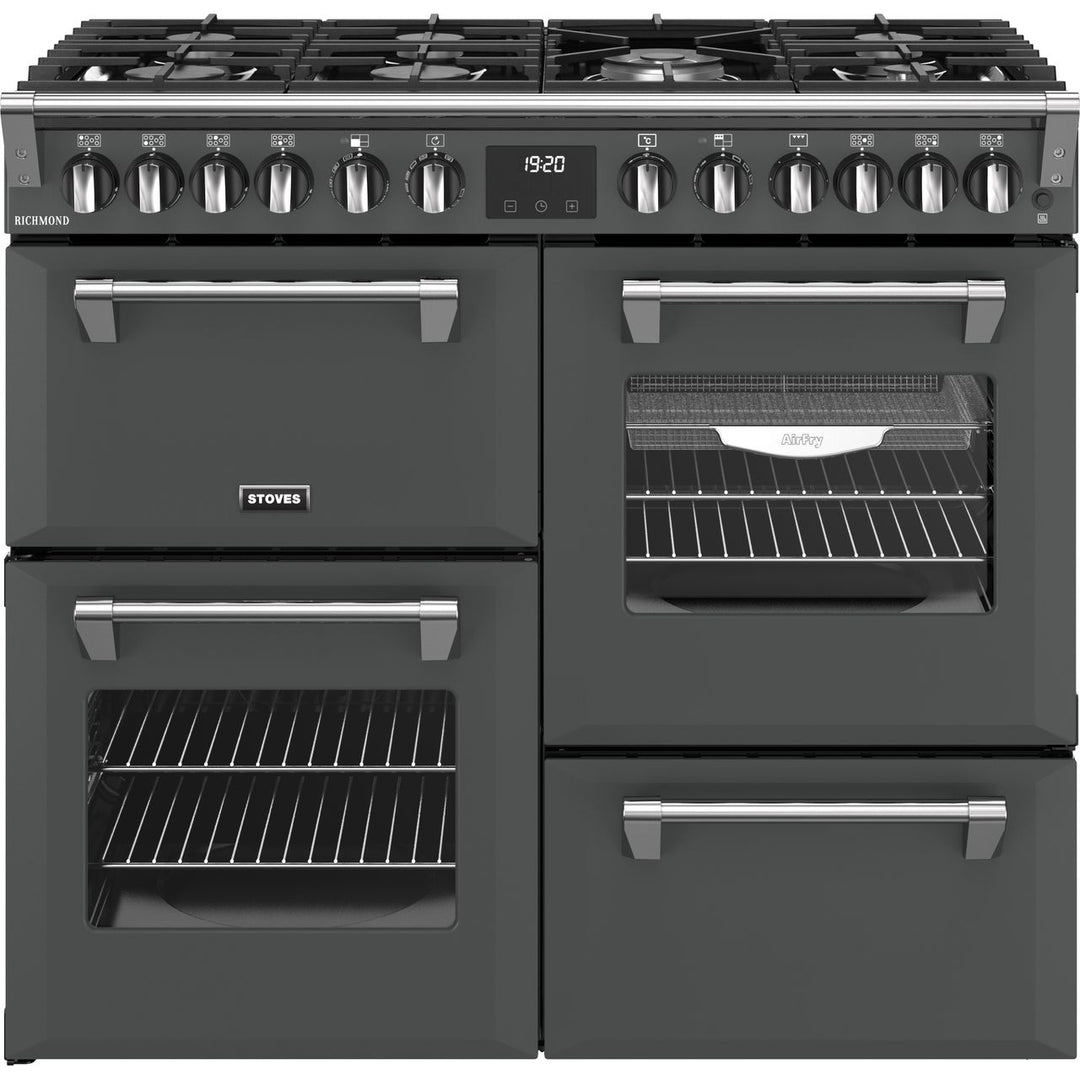 Stoves Richmond 100cm wide Dual Fuel Range Cooker with Gas Hob - Anthracite