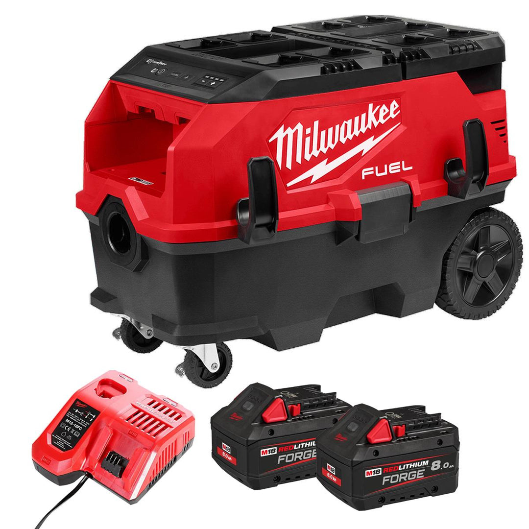 Milwaukee M18ONEF2VC34M-0 18V Dual Battery Brushless Dust Extractor with 2 x 8.0Ah Battery & Charger