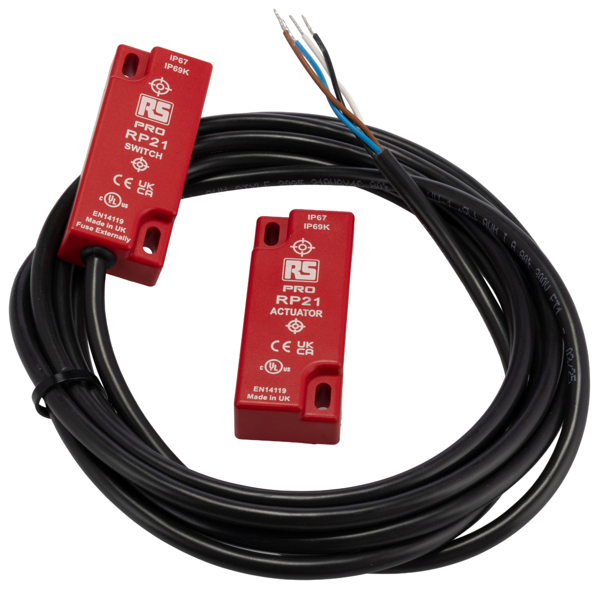 TieDex UK Magnetic Non-Contact Safety Switch, ABS Plastic Housing, 24V dc, 2 NO, Wire
