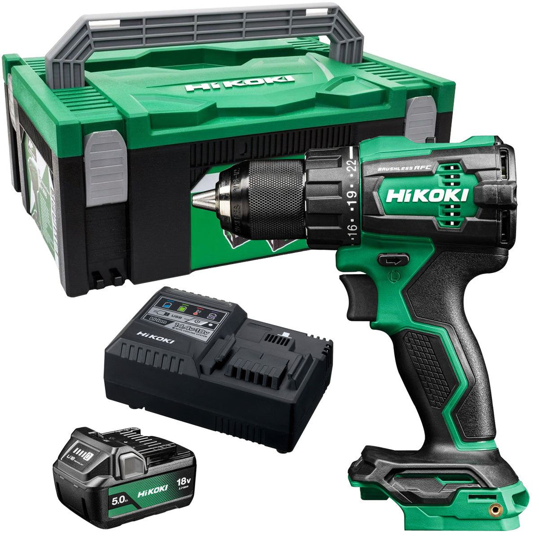 Hikoki DV18DEW2Z 18V Brushless Combi Drill with 1 x 5.0Ah Battery Charger & Case