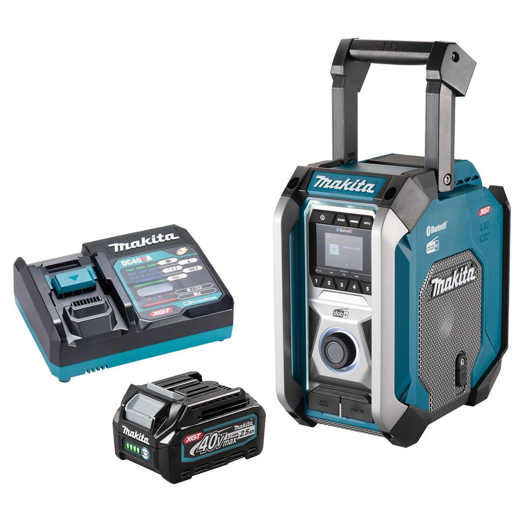 Makita MR007GZ 40V XGT DAB/DAB+ Job Site Radio With Bluetooth With 1 x 2.5Ah Battery & Charger