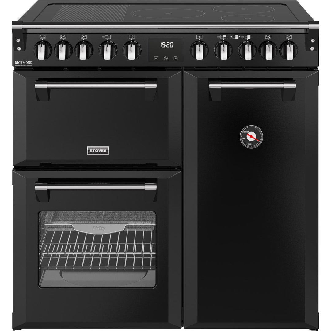 Stoves Richmond Deluxe 90Ei RTY 90cm wide Electric Range Cooker with Induction Hob - Black