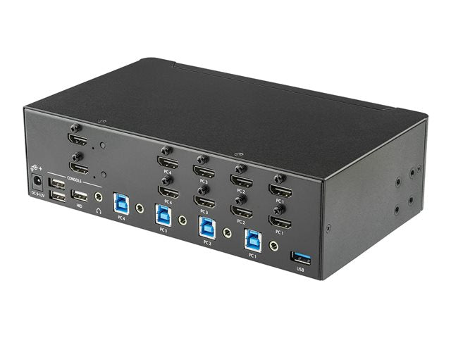 TieDex UK StarTech.com StarTech.com 4-Port Dual Monitor HDMI KVM Switch with Audio & USB 3.0 hub - 4K 30Hz - 4 PC Mac Computer KVM Switch Box for HDMI Display (SV431DHD4KU) - KVM / audio / USB switch - 4 ports - rack-mountable