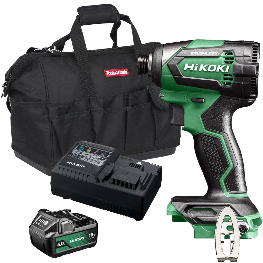 Hikoki WH18DEW2Z 18V Brushless Impact Driver with 1 x 5.0Ah Battery Charger & Bag