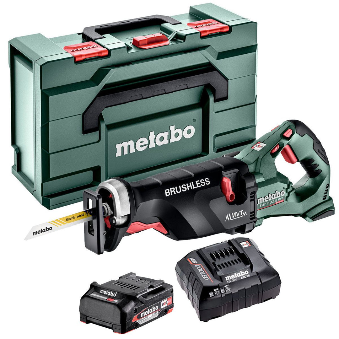 Metabo SSEP 18 LTX BL MVT 18V Brushless Sabre Saw with 1 x 2.0Ah Battery Charger & Metabox