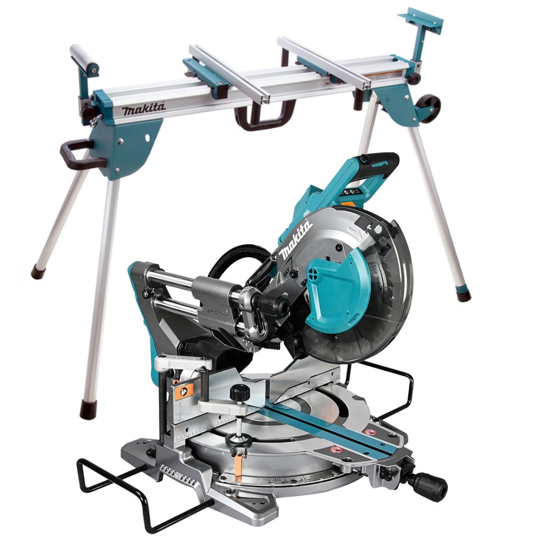 Makita LS004GZ01 40Vmax XGT Brushless 260mm Slide Compound Mitre Saw With DEBWST06 Mitre Saw Stand
