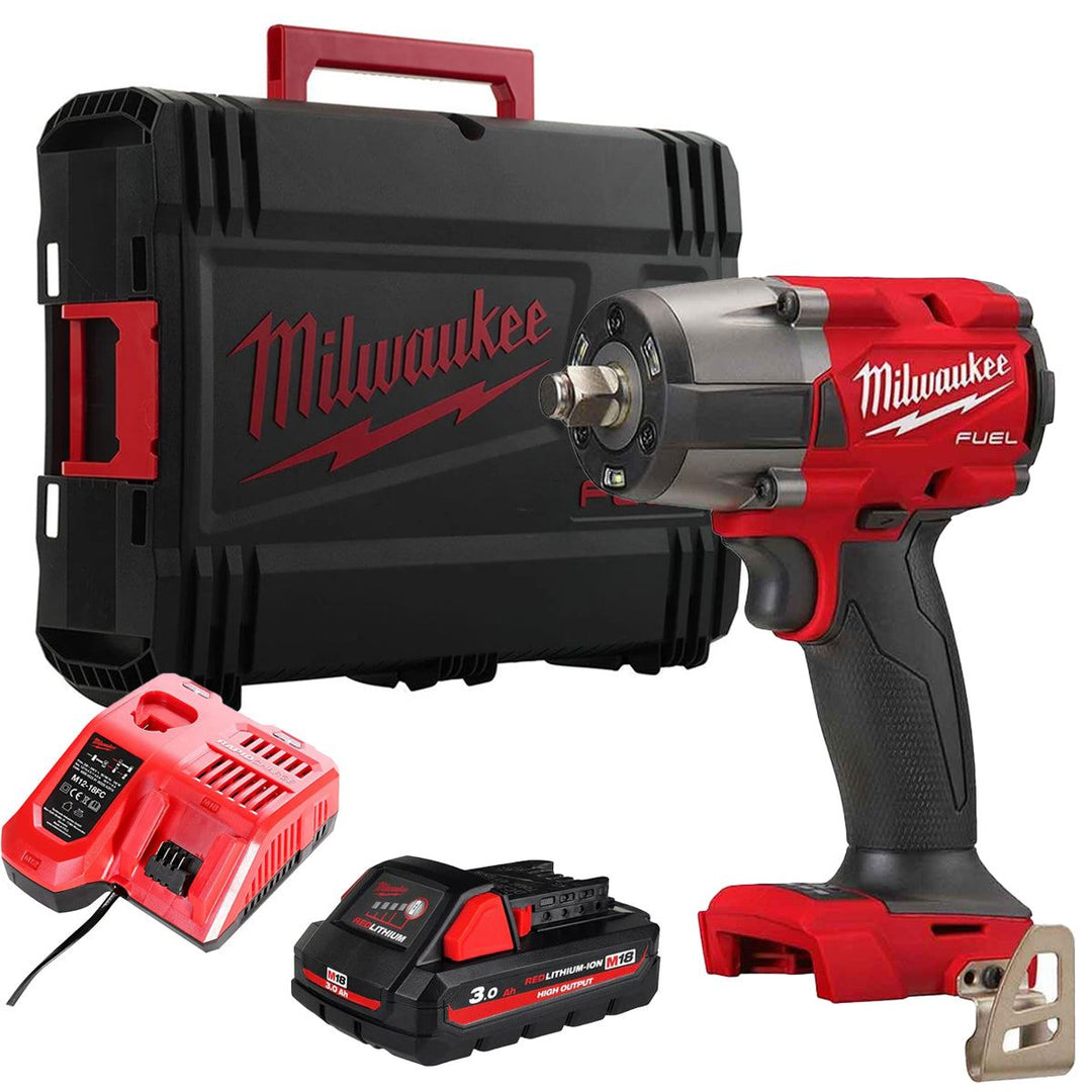 Milwaukee M18FMTIW2F12-0X 18V Brushless 1/2" Impact Wrench with 1 x 3.0Ah Battery Charger &amp; Case