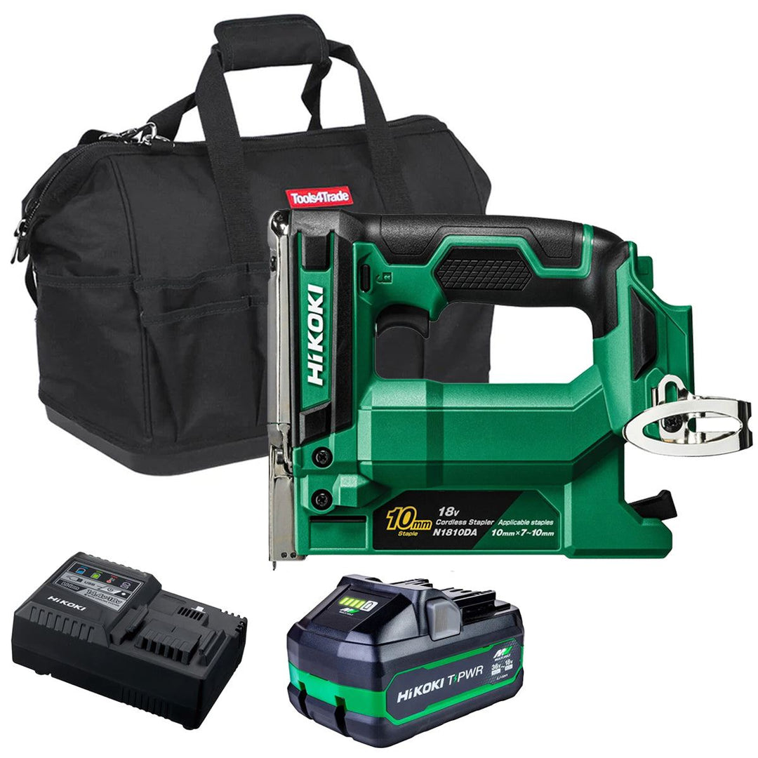Hikoki N1810DAW4Z 18V 10mm Crown Width Fine Wire Stapler with 1 x 8.0Ah Battery Charger & Bag