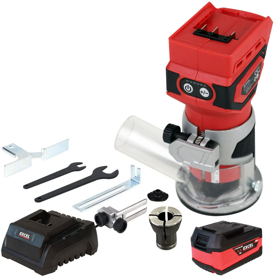 Excel 18V 1/4" Router Trimmer with 1 x 5.0Ah Battery & Fast Charger