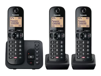 TieDex UK Panasonic KX-TGC263EB - cordless phone - answering system with caller ID/call waiting + 2 additional handsets - 3-way call capability