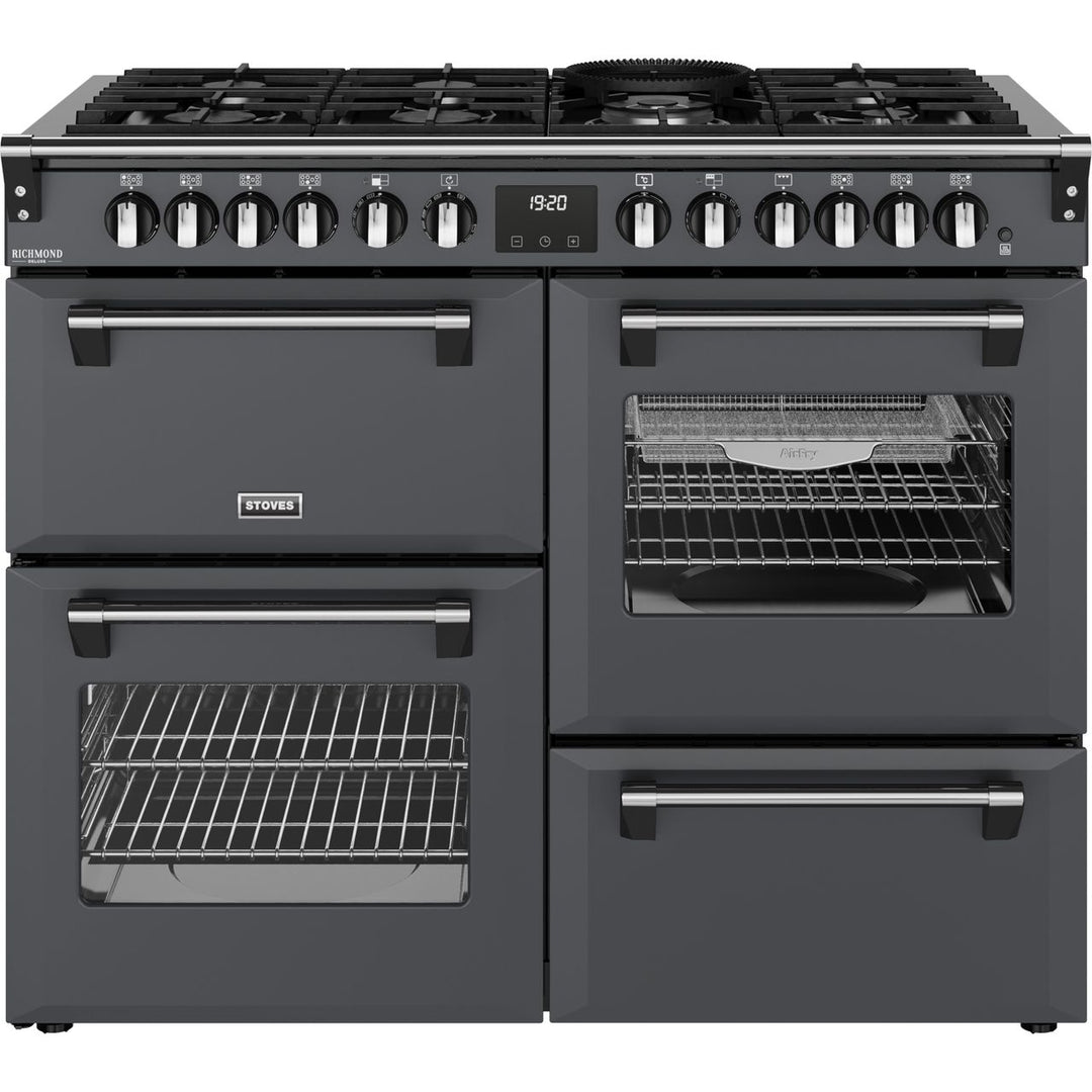 Stoves Richmond Deluxe 110DF 110cm wide Dual Fuel Range Cooker with Gas Hob - Anthracite