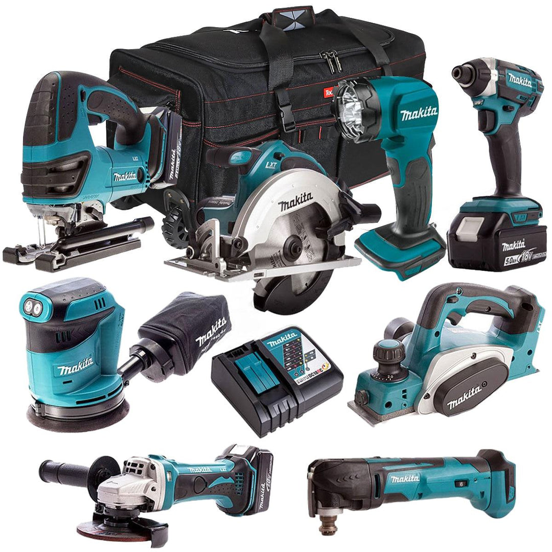 Makita 18V 8 Piece Power Tool Kit with 3 x 5.0Ah Batteries & Charger T4TKIT-320