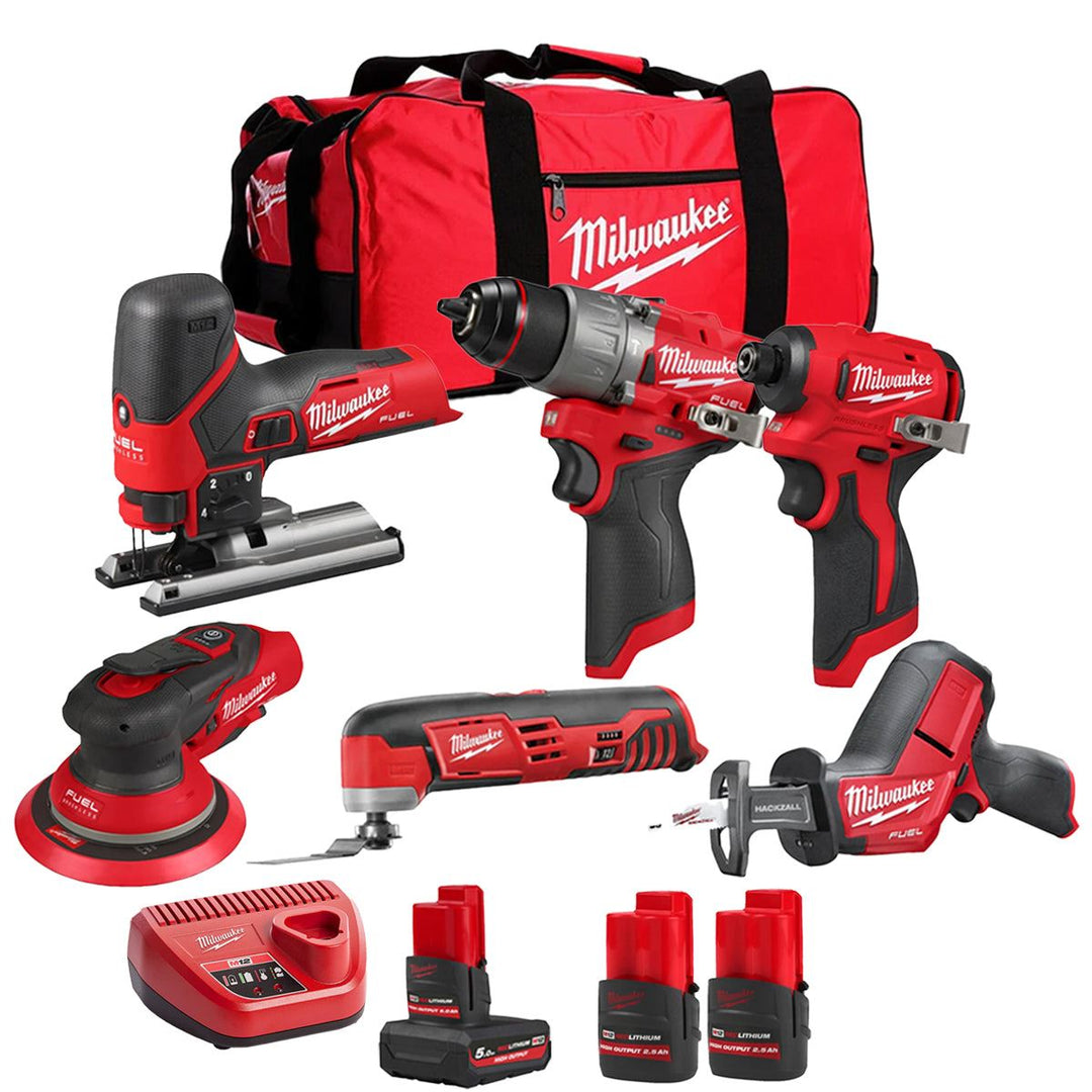 Milwaukee 12V 6 Piece Power Tool Kit with 3 x Batteries T4TKITM - 18501