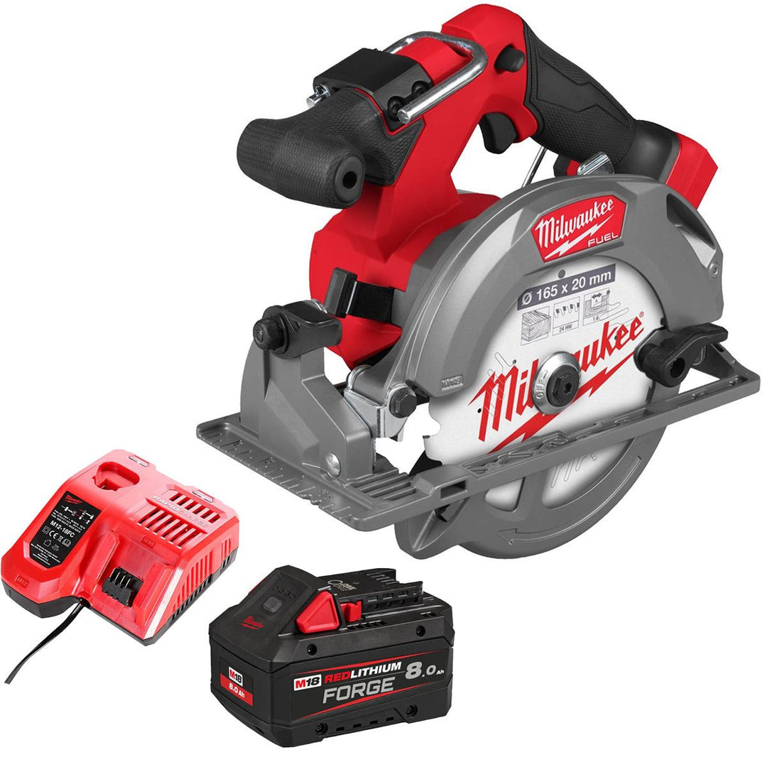Milwaukee M18FCS552-0 M18 FUEL 18V Brushless 165mm Circular Saw with 1 x 8.0Ah Battery &amp; Charger